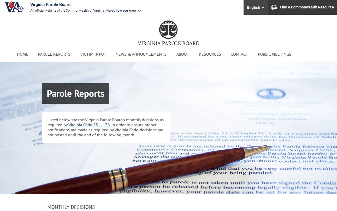 Rockingham County parole decision record archive